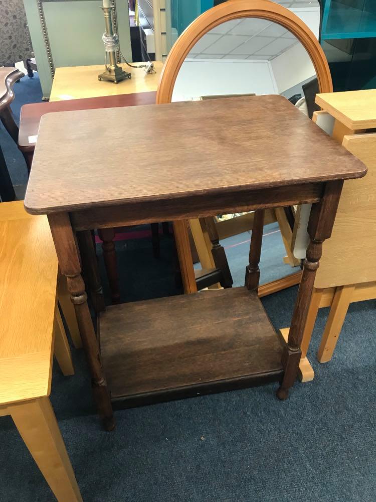 Tall oak side table in good condition